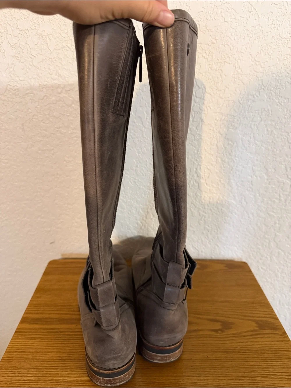 Over-the-Knee Buckle Riding Boots in Dark Brown